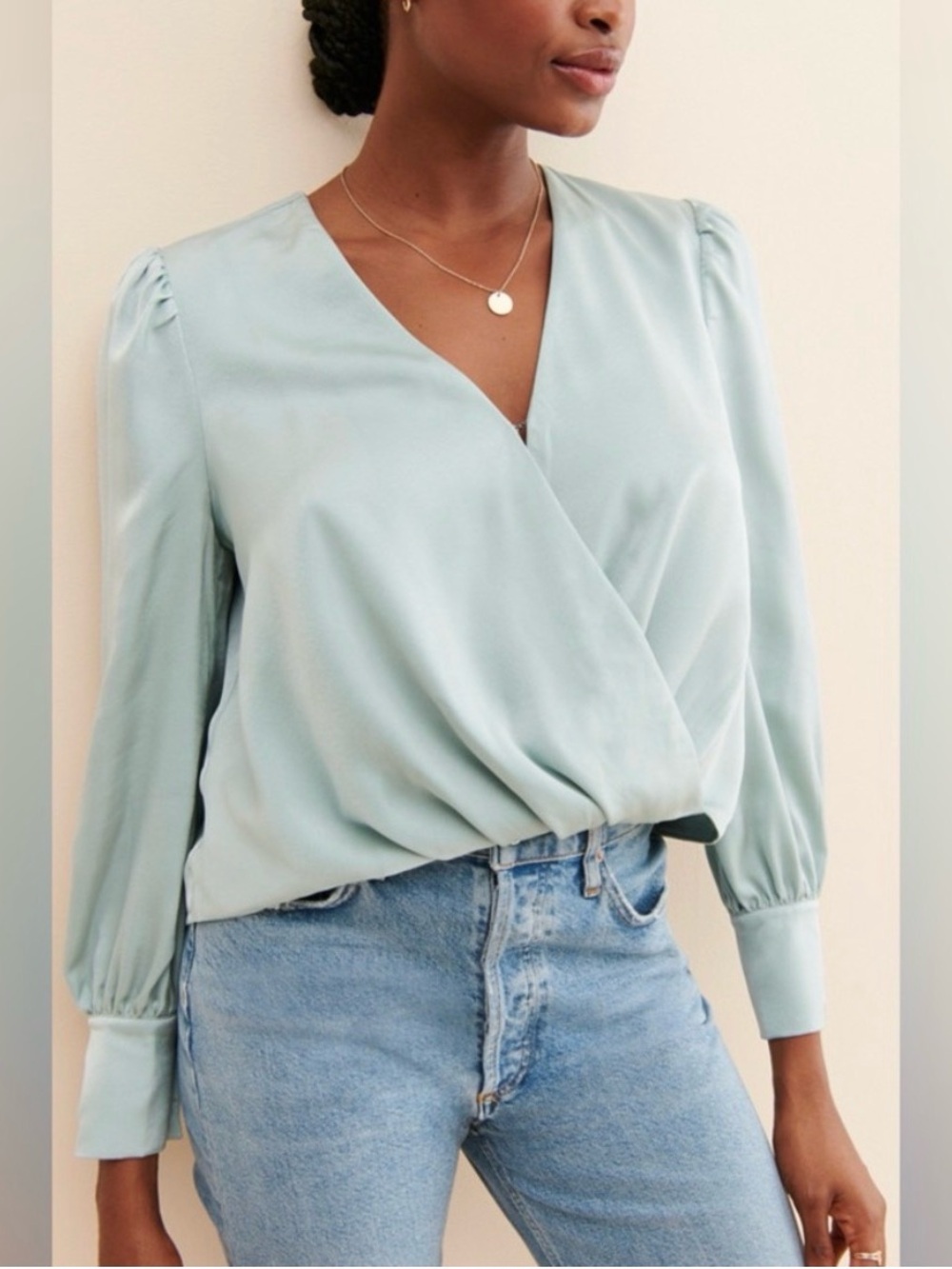 Greylin Lourdes Wrap Front Cuffed Blouse